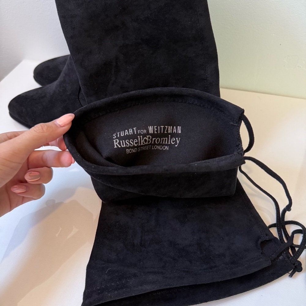 NWOT STUART WEITZMAN Black Stretch Suede Highland Over The Knee Heeled Boot 40 - Picture 13 of 15
